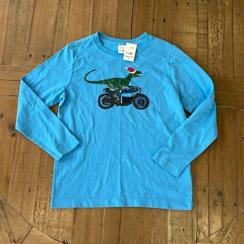 Hanna andersson motorcycle dinosaur Santa tee nwt